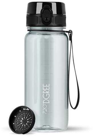 720°DGREE Trinkflasche ”uberBottle” – BPA-Frei, 6 Größen, über 40 Farben | Leichte Premium Tritan Sportflasche mit Sieb - Wasserflasche für Sport, Kinder, Schule, Fahrrad, Büro, Uni, Outdoor, Alltag