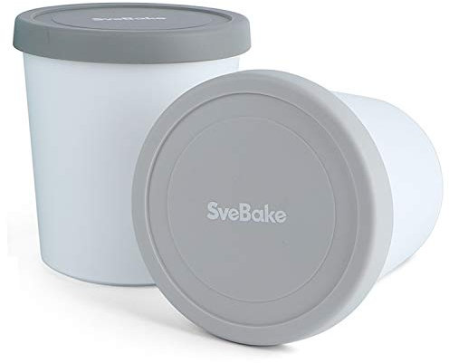 SveBake Eisbehälter für Speiseeis 1L - 2er-Set Eiswürfelbehälter mit Deckeln aus Silikon, Behälter Hausgemachte für EIS Creme
