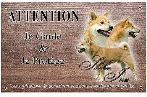 Pets-Easy.com Plaque Chien personnalisée Shiba inu Fauve - pré percée et vis proposées. De 30 à 15 cm