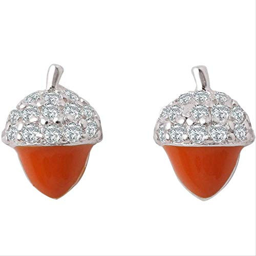 925 Sterling Silber Ohrringe Damen Mädchen Ohrstecker,Temperament Einfacher Schmuck Eichel Kreative Süße Studenten Ohrringe Freundinnen Exquisites Urlaub Persönlichkeit Bankett