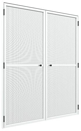 Zanzanet Zanzariera laterale orizzontale a Porta Battente 2 ante ultra sottile 33 mm su misura porta finestra con chiusura automatica personalizzabile colori e reti Made in Italy Bianco