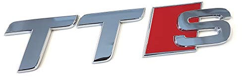Audi 8J08537352ZZ Schriftzug TTS Emblem Logo Aufkleber, rot/chrom glänzend