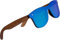 KINGSEVEN Holz Sonnenbrille für Herren und Damen I Unisex Polarisierte Sonnenbrille mit Holzbügeln aus Walnuss I UV400-Schutz I Modische Rahmenlose Spiegelgläser I Blau