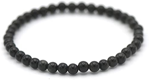Miracles Minéraux Bracelet perle ronde 4 mm fin et discret, pierre naturelle, création artisanale française, plus de 60 choix (Obsidienne noire 4 mm)