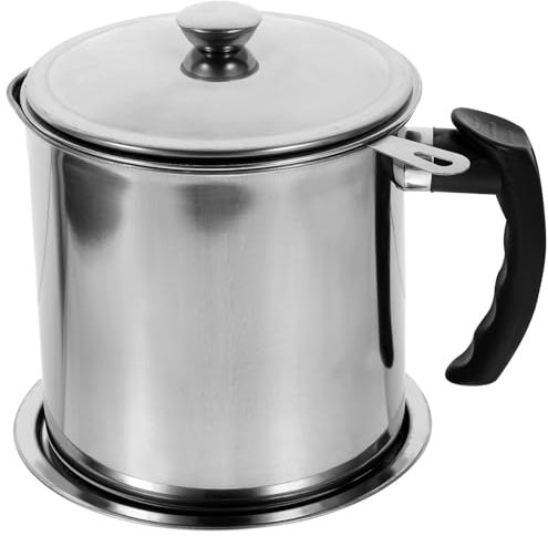 Bacon Grease Container with Strainer 1.8L Oil Strainer Pot Grease Can Stainless Steel Oil Storage Can Container Oil Filter Pot for Kitchen, Green Cooking Oil Storage Container for Used Cooking Oil