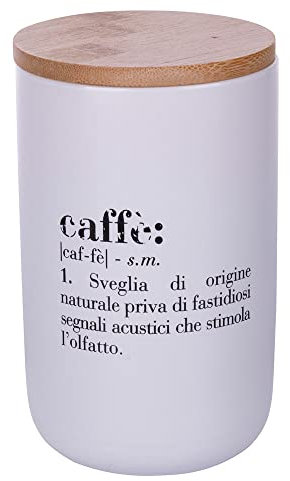 Villa d’Este Home Tivoli Victionary Shades Barattolo caffè 750 ml in bone China con coperchio in bamboo, Bianco