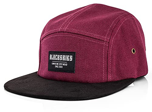 Blackskies® Port Townsend 5-Panel Cap Camp Damen Herren Baseball Mütze Kappe Surfer Skater Snapback Strapback Rot Schwarz