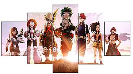 MPPSU Anime Poster Moderne Bilder Auf Leinwand Mehrteilige 5 Teiliges Wandbild Gemälde Set Schlafzimmer Wohnzimmer Küchenbilder Jugendzimmer Deko Mit Rahmen 100 * 50cm