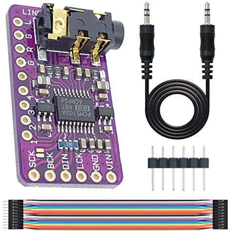 Youmile PCM5102 DAC Decoder Modul I2S Schnittstelle GY-PCM5102 PHAT-Format Player Board Digital Analog Wandler Sprachmodul für Arduino mit 3,5 mm Audiokabel, Jumper Kabel