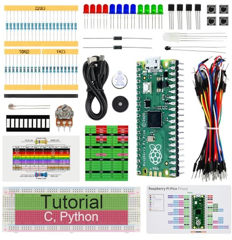 Freenove Basic Starter Kit for Raspberry Pi Pico (Included), Dual-core Arm Cortex-M0+ Microcontroller, 386-Page Detailed Tutorial, 142 Items, 55 Projects, Python C Code