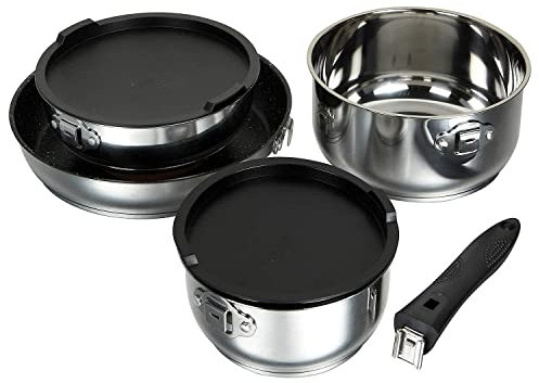 ROSSETTO Batterie de cuisine 7 Pièces Set de Poêles et Casseroles INOX Tous Feux Dont Induction