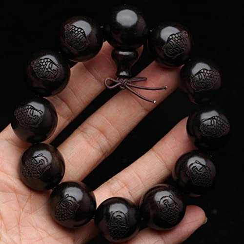 MELRIE 1 Stück natürliches Ebenholz Armband des tibetischen Buddhismus, Gebetskette, Rosenkranz, Holzarmband, Schmuck-20 mm