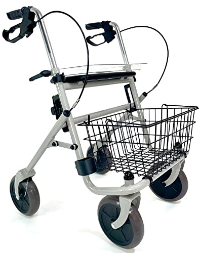 Trendmobil Rollator mit Feststellbremse inkl. Korb, Gehstockhalterung und Tablett HMV 10.50.04.1147 (Blau)