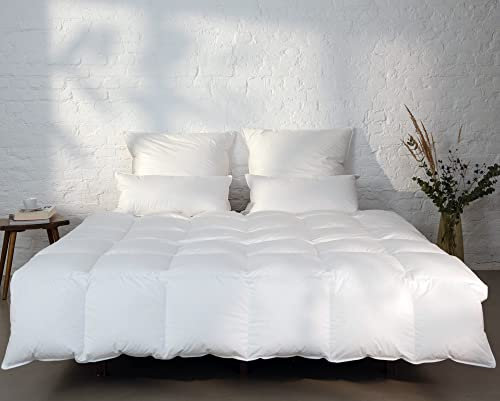 BEFA NATUR Bett-Set Made in Germany: 2X Daunendecke 135x200 cm (90% Daunen, 10% Federn) + 2X Federkissen 80x80 cm (100% Federn), Winterdecke, für Allergiker, Öko-Tex 100, EN 12934, Downpass