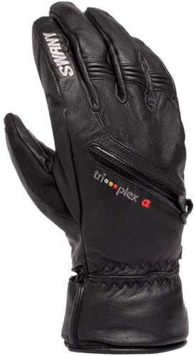 Swany X-Cell Unterziehhandschuh für Damen, wasserdicht, atmungsaktiv, isoliert, Winter-Schneehandschuhe mit Reißverschlusstasche, Schwarz, Größe L