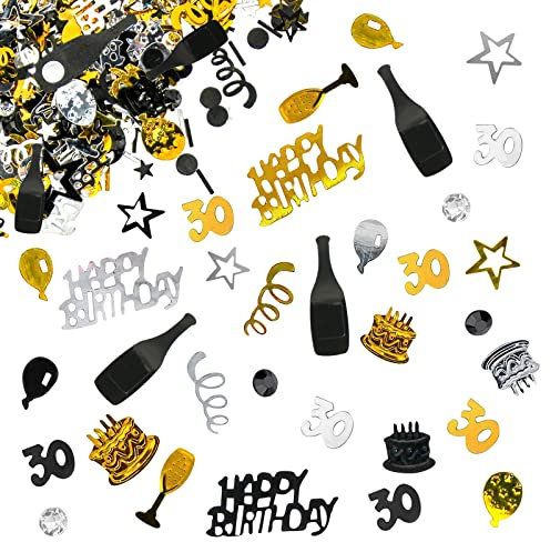 Giftota - Konfetti 30 Geburtstag Deko - Konfetti (Gold Schwarz) - Partydekoration Geburtstag 30 - Dekoration für Jubiläen, Geburtstage, Partys