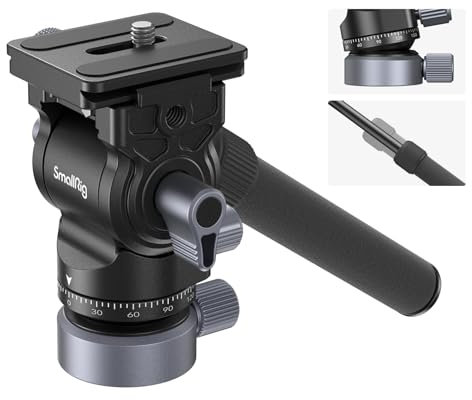 SMALLRIG Testa Video Fluida per Treppiede con Base di Livellamento, Piastra a Sgancio Rapido per Arca-Swiss e Impugnatura Regolabile, per Fotocamere DSLR, Carico Fino a 4 kg - 4170B