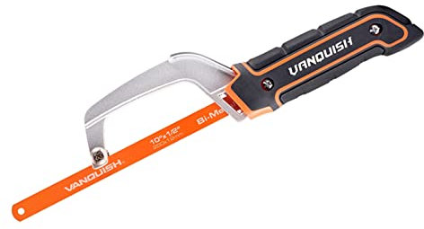Vanquish Mini Metallsäge mit 250mm Bi-Metall Handsägeblatt 24 TPI Rahmen aus Aluminiumlegierung Bügelsäge
