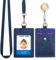 Wonderpool Porta Badge Pelle Badge Porta Carte Tasca con Cordino da Collo Staccabile e Portachiavi Retrattile filo acciaio per Ufficio Scuola Ospedale ID Patente di Guida Chiavi (Blu)