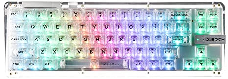 KiiBoom Phantom 68 65% Hot Swappable Crystal Gasket-Mounted Mechanical Keyboard, BT5.0/2.4GHz/USB-C Wireless NKRO Gaming Keyboard mit nach Süden gerichteten RGB, 4000mAh Batterie für Win/Mac (Cleqar)