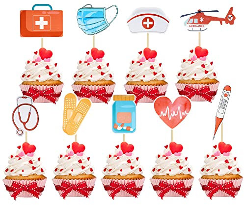 Cupcake-Topper für Krankenschwestern, Schulabschluss, Cupcake-Picks, Krankenschwester-Kuchendekorationen für medizinische Rn-Krankenschwestern, Themen-Geburtstagsparty, Kuchendekorationen, Zubehör, 36