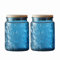 ANSQU 700ml Blue Glass Jars, 2 Pack Vintage Glass Kitchen Storage Counter Jars, Candy Jars with Lids, Mason Jars Hold Coffee Beans, Tea, Cookie, Sugar, Bath Salts & More