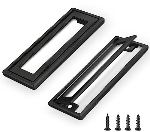 2Pcs Black Square Recessed Flush Door Pull, Handles for Cabinets and Drawers Zinc Alloy, Metal Trap Door Recessed Pull Handles Flat, Square Hatch Pull Handle for Cupboard, 4.5 * 1.7in (Black)