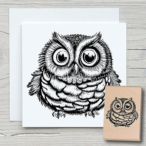 NEWSTAMPS Stempel Trudy Motivstempel aus Holz & Gummi zum Karten und Geschenke basteln, Holzstempel für Tiere, Tierstempel, Eule, Scrapbook, Textilstempel, Deko, Kinder