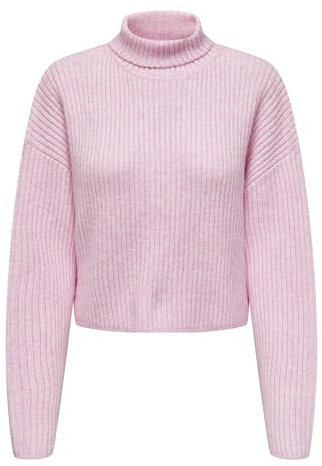 ONLY Onlmelanie L/S Pull à col roulé KNT Tricot, Pink Lady, S Femme