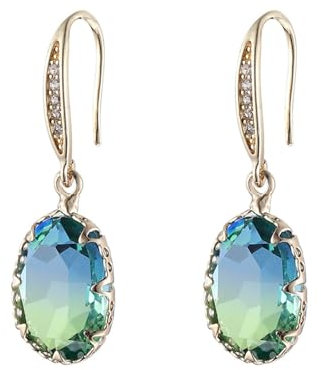 Homxi Frauen Baumelnde Ohrringe,Damen für Kupfer Ohrringe Oval mit Zirkonia Ohrringe Damen Blau Grün