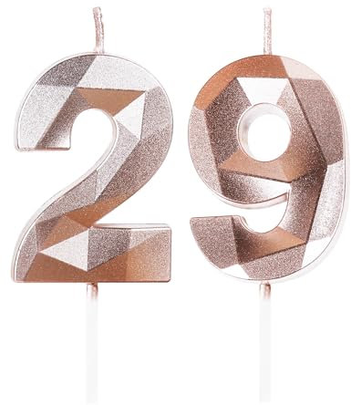 Geburtstagskerzen Zahlen 29 Roségold, 5cm Roségold Geburtstag Kerzen, Tortendeko, Geburtstagskerzen für Geburtstagsdeko, Nummer 29