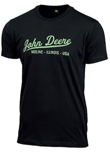 JOHN DEERE T-Shirt Schwarz Logo Schriftzug Baumwolle Geschenk Landwirt