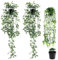 VFANDV Plantas Artificiales Colgantes 3 Piezas, Plantas Colgantes Hiedra Verde Artificial con Macetas Interior Plantas Artificiales Decorativas para Sala de Estar Balcón Jardín (Verde)