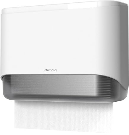interhasa! Gewerblicher Papiertuchspender zur Wandmontage, Papiertuchhalter mit großer Kapazität für 200 Mehrfach-/Einfachgefaltete/C-Falz-Handtücher, Badezimmerpapierspender (Weiß)