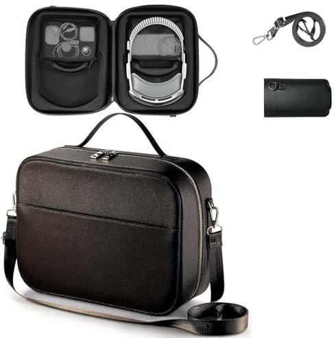 Fourmor Leather Carrying case for Apple Vision Pro - Hard Shell Protection for Apple Vision Pro Accessories,Suitable for Travel and Home Storage,VR Waterproof,Comes with a Power Bank Storage Bag.
