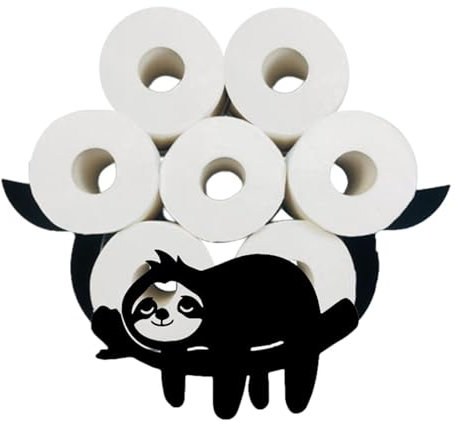 Novelty Sloth Toilet Roll Holder, Wall Mounted Black Metal Animal Shape Toilet Tissue Holder, Loo Roll Holder, Decorative Toilet Paper Roll Holder Storage for Kitchen Bathroom Toilet Home Decor