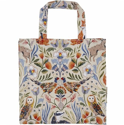 Ulster Weavers Einkaufstaschen mit Waldkaninchen, Fuchs, Eule, 25 x 25,5 x 11 cm, Lunchtasche, Tragetasche, PVC, wiederverwendbare Tasche, Wildtiere, Herbst, botanische Drucke, beige, Einheitsgröße,