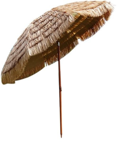 DJJYCTNM Parasol Paille, Parasol Exotique Paille, Parasol Hawaien, 8 Baleines UPF 50+ avec Sac de Transport Inclinable for Bar Tiki Extérieur, Palapa Tropical, Patio, Jardin, Plage, Piscine, Jardin