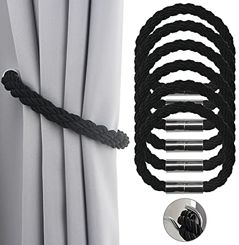 ZGPjubilant Embrasses de Rideaux, Attache de Corde de Rideau, Attache de Rideau pour fenêtre de Maison, hôtel, pergola/Blanc/4 pièces (Noir 6 pièces)