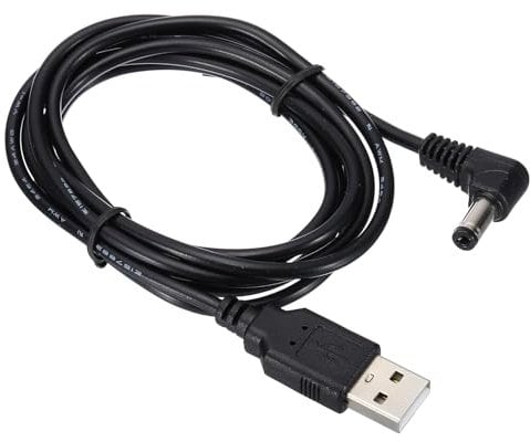 PATIKIL 5Ft USB to DC 5.5x2.5mm Barrel Jack Power Cable, Wire Adapter Connector Charging Cord for Light Fans Speaker Table Lamp, Black