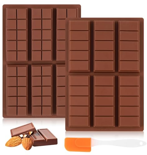 Moule Tablette Chocolat | Kit de 2 Moules à Chocolat Silicone sans BPA, Anti-adhésif avec 1 Grattoir pour Chocolat Fondant ou Gelée
