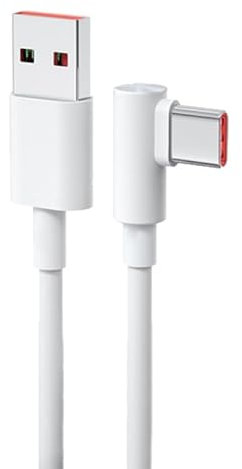 Wonvify Cavo USB Type-C 1M, 120W 6A Cavo Xiaomi Turbo Ricarica Ultra Rapido 90 Gradi, Cavo USB C per Xiaomi 14 13/11T/Mi 11i/10T Lite/Redmi Note 12/Pro/11S/10 120 Watt