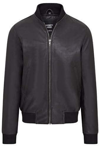 Mens Black Soft Leather MA-1 Varsity Bomber Jacket