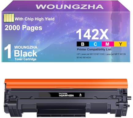 Woungzha 142X W1420X 142A Tonerkartuschen für HP Laserjet M140WE Toner für HP Laserjet M110W MFP M140W M110WE M139we M139w 1 Schwarz (mit Chip 2000 Seiten)