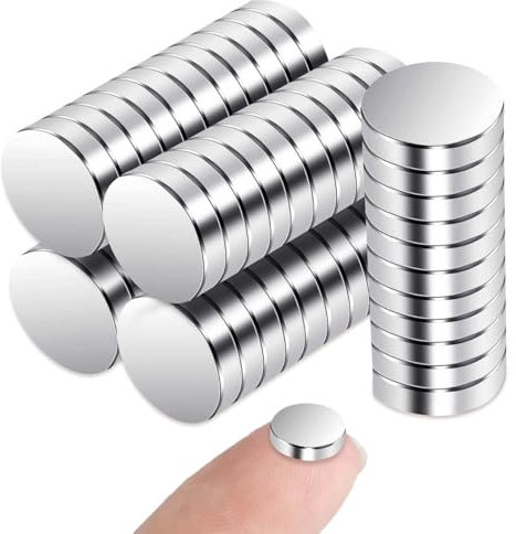 DGDUBRB 55pcs Round Silver Neodymium Magnets, 9x2mm, Strong Fridge Magnets for Crafts, Office, Notice Board