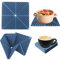 PFLMCR 4PCS Silicone Pot Holders, Trivets for Hot Dishes, Silicone Mat 6.5in Foldable Non-Slip Hot Pads for Kitchen, Dark Blue