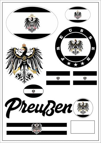 Daged Preußen Aufkleber Karte Stickerbogen - PKW Auto Motorrad Biker Flagge Fahne Deko AK