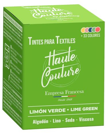 HAUTE COUTURE - Tinte para Ropa y Textil Verde - 350g - Verde Limon -Tinte Textil Todo en uno - Listo Para Teñir Ropa y Tejidos