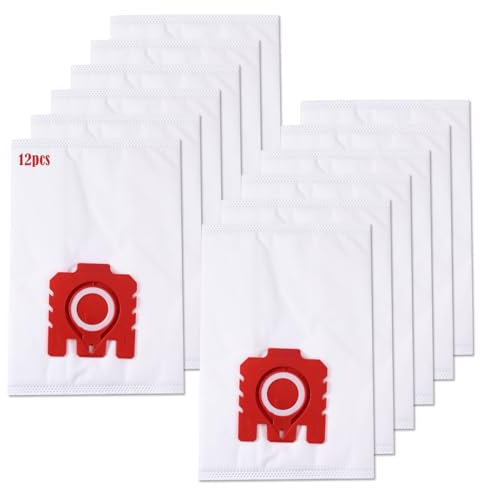 12 Pack Dust Bags Replacement for Miele, Compatible for Miele FJM Vacuum Cleaner, Classic C1 Complete C2 C3 S227 S240 S270 S400 S400i S600 S2 S5 S8 Series Vacuum Cleaner Bags