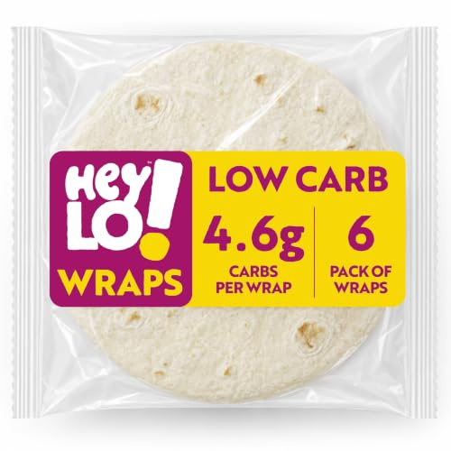 HeyLO Low Carb Keto Wraps, 4.6g Carbs per Wrap (6 Wraps) | Low Sugar, High Protein & Fibre, Blood Sugar Management, Soft & Malleable Tortilla Wraps, Freezer-Friendly